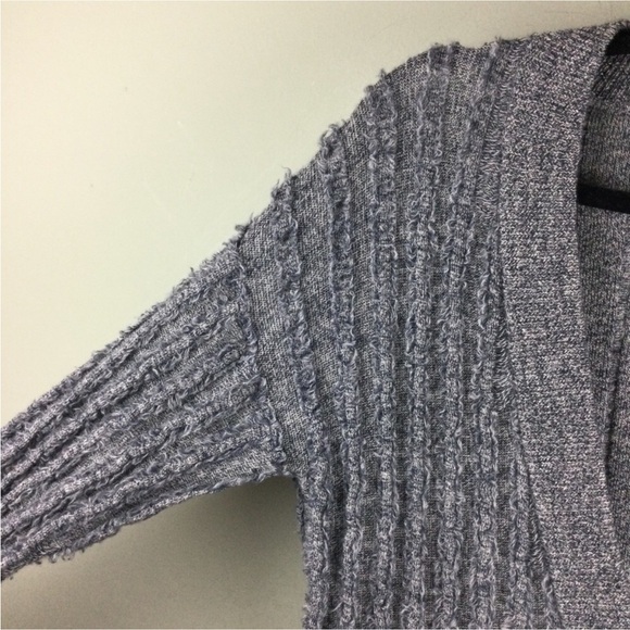 T Alexander Wang Merino Wool Raw Edge Ribbed Gray Button Front Cardigan Medium - Picture 8 of 9